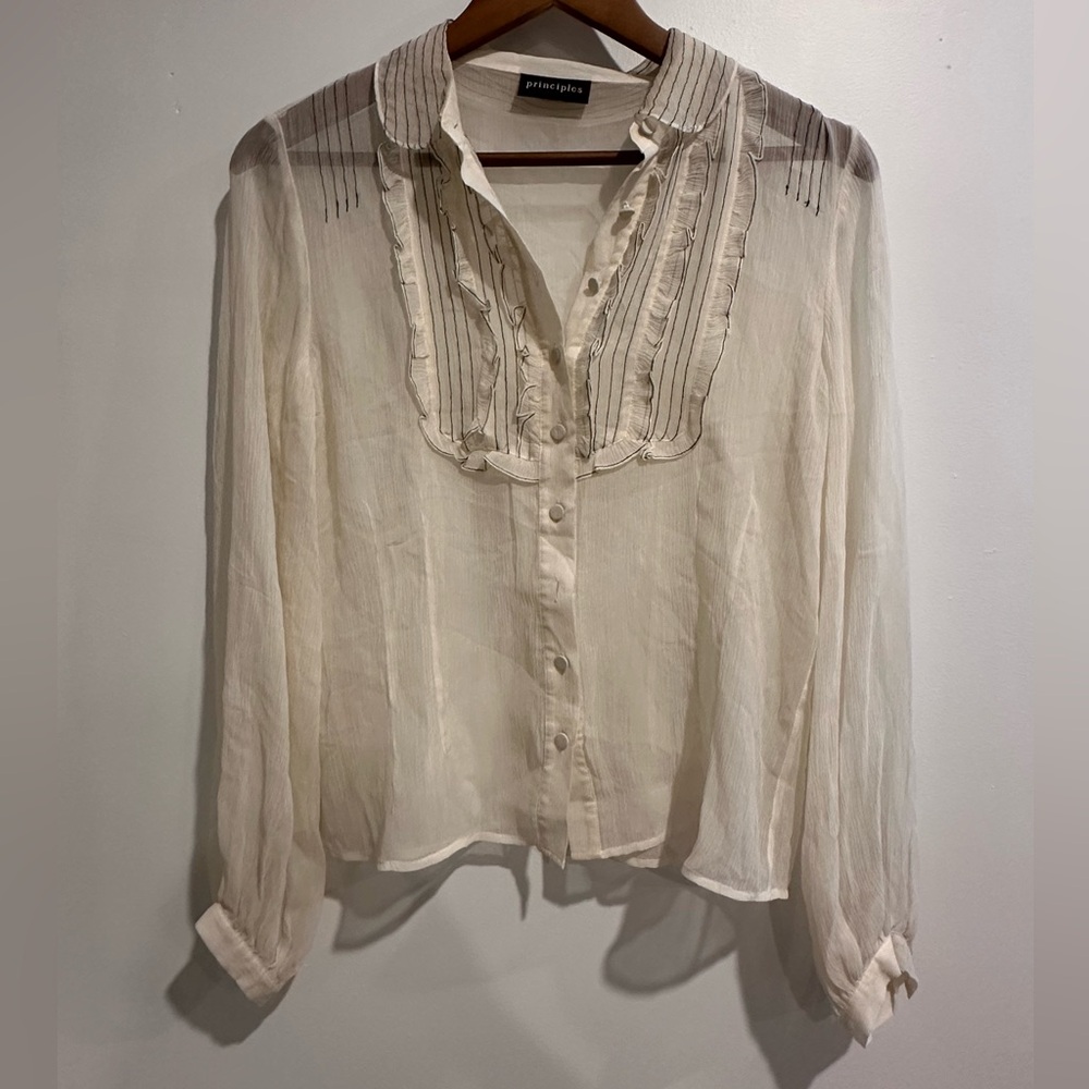 PRINCIPLES Cream Sheer Blouse